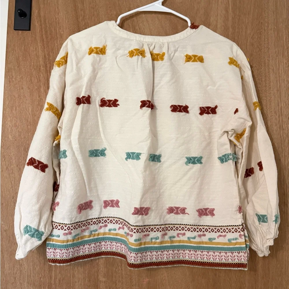 Lou Grey For Loft Getaway Embroidered Top boho folk tunic blouse size XS - Picture 6 of 8
